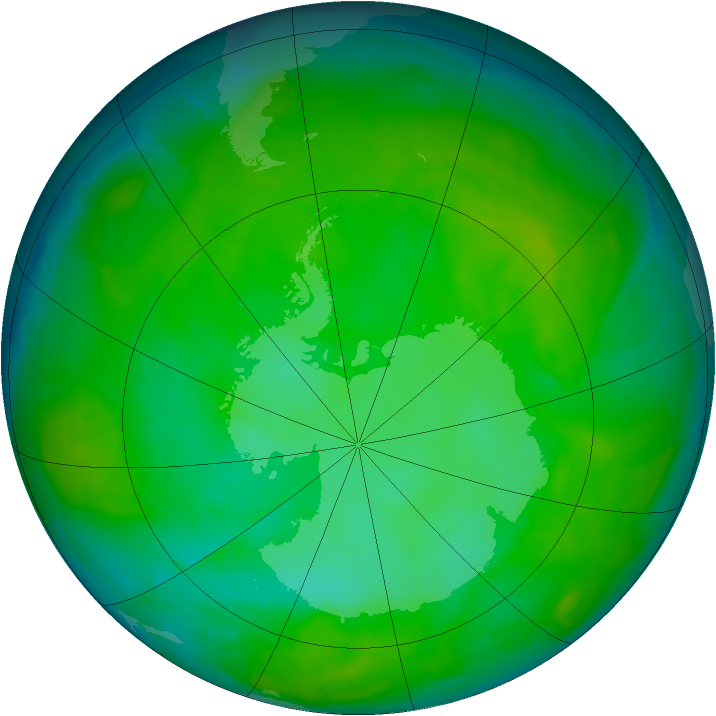 Antarctic ozone map for 16 December 2012